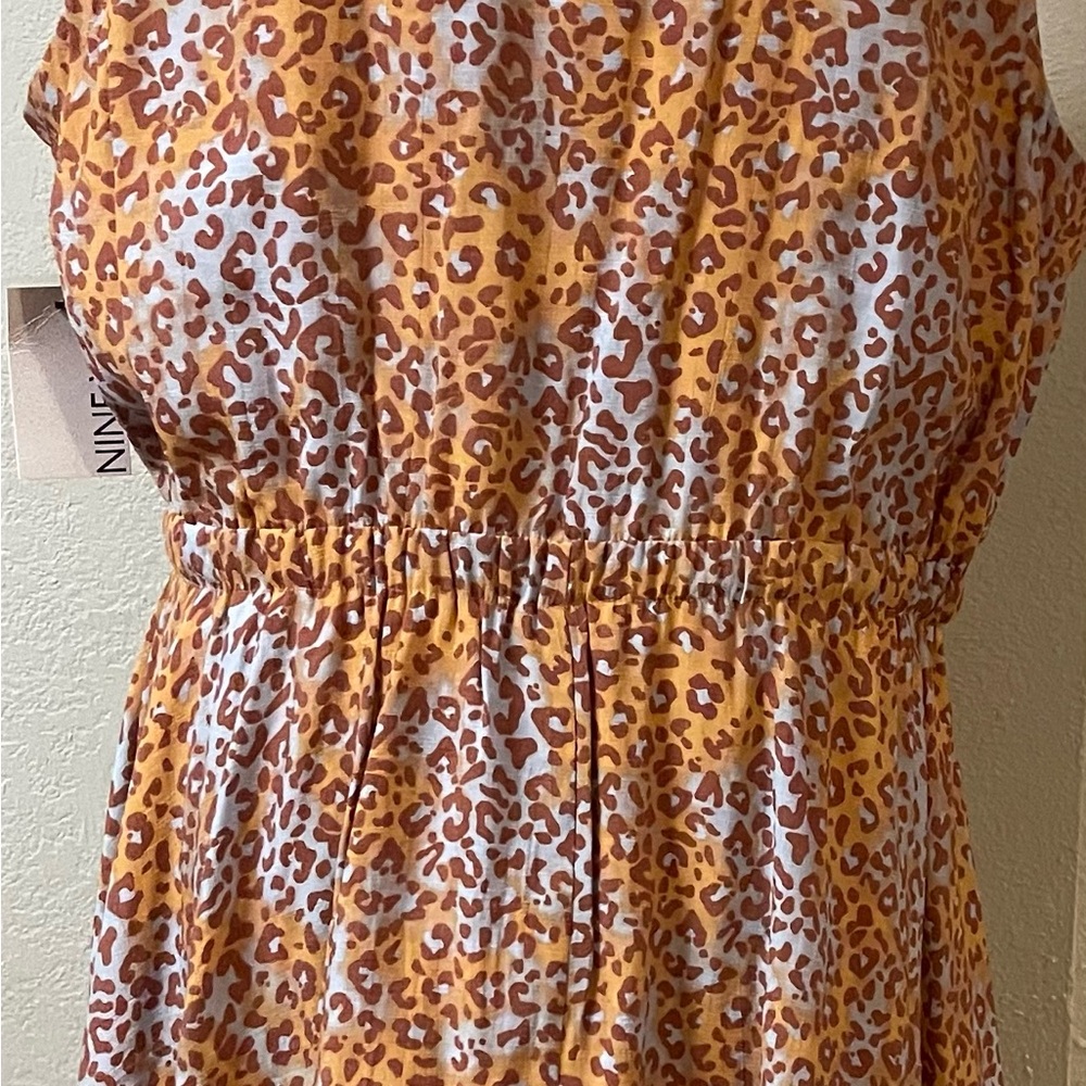 Nine West NWT sleeveless, button-down dress. Beautiful blue & rust fall colors. - Picture 3 of 6